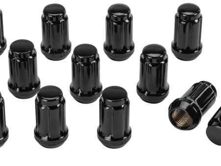 16 PK 12MMX1.25 TAPERED LUG NUTS 60  SPLINED BLACK For Sale